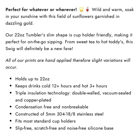 (NWT) Swig Life Sunkissed 22oz Tumbler 🌻 - Picture 4 of 9